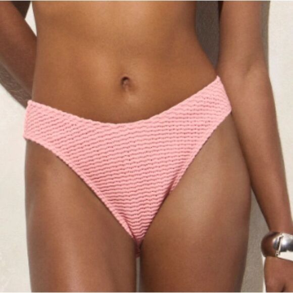 J Crew Ribbed High Rise Cheeky Bikini Bottom be808 M - Picture 1 of 11